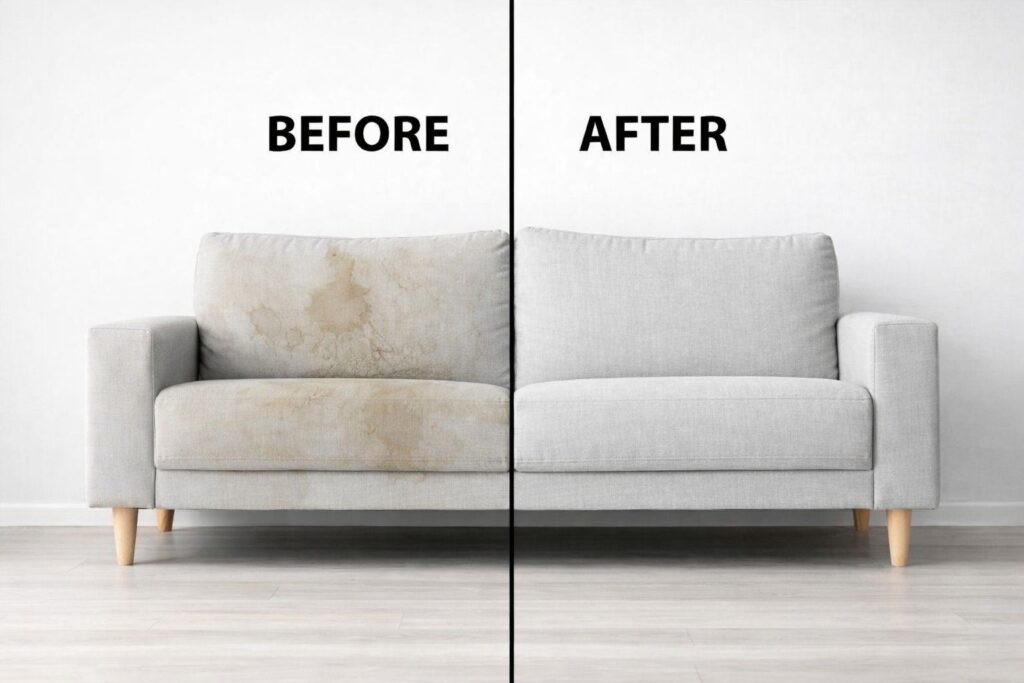 Professional sofa cleaning in London using deep steam cleaning